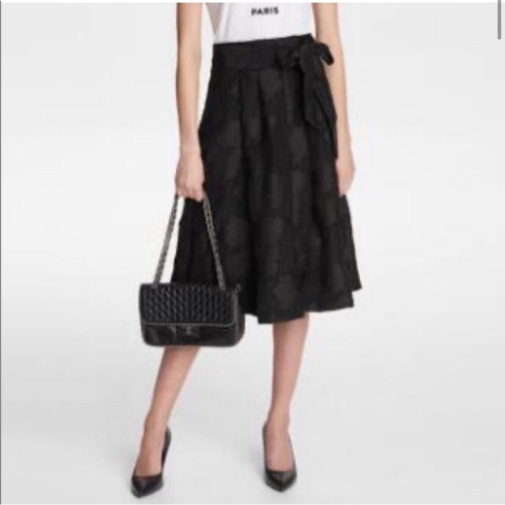 KARL LAGERFELD BLACK BURNOUT MIDI SKIRT